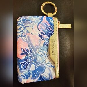Lilly Pulitzer Pink and Gold ID & Key Holder In Shade Seeker Print NWOT